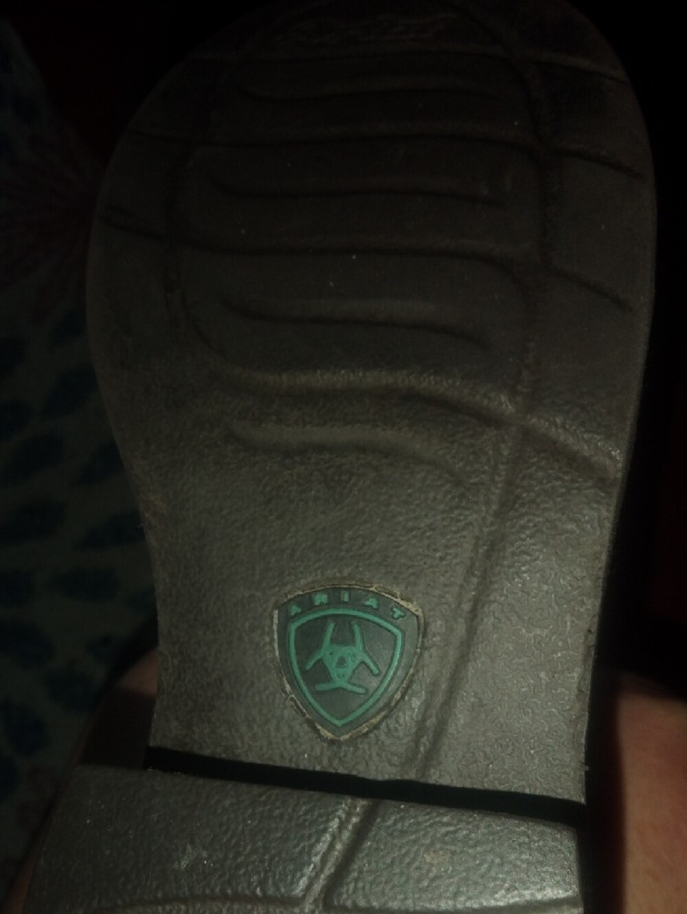 Ariat Brown Leather Cowboy Boots with Teal Stitching - Picture 4 of 4